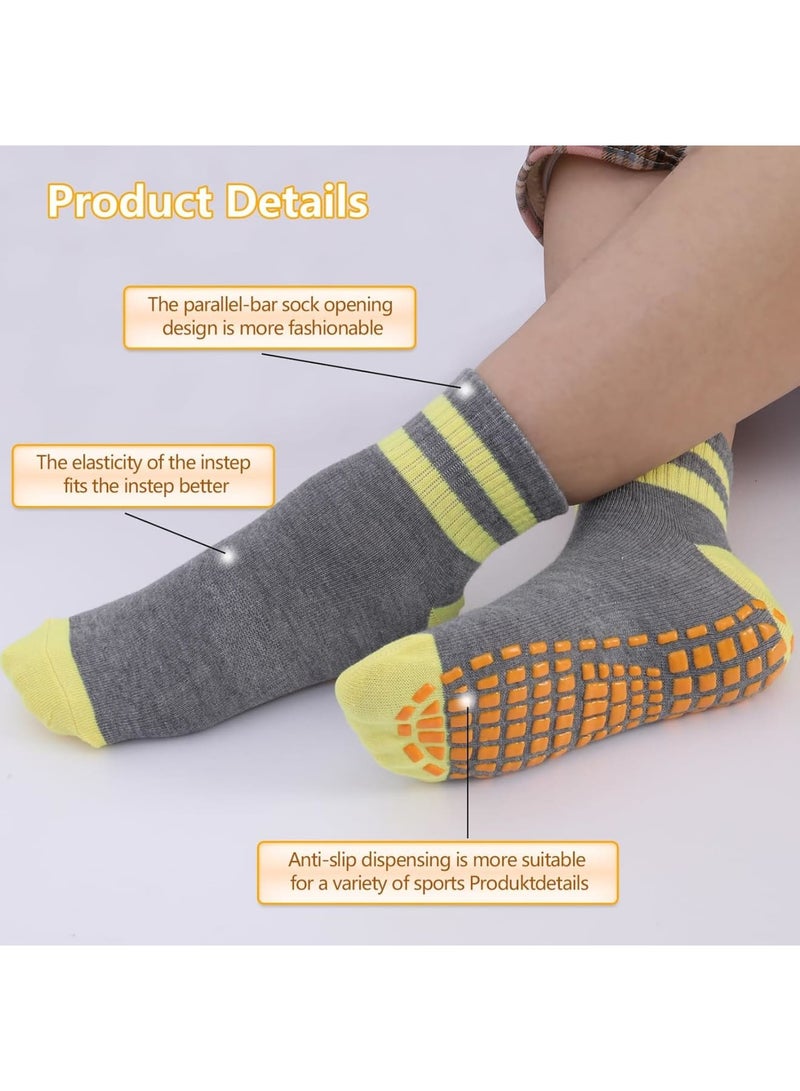 SOLARAE 5 Pairs Non Slip Yoga Socks for Women, Grips Socks, Anti Slip Skid Socks Grip Socks, Cotton Slipper Socks, Pilates Socks, Non Slip Grip Socks for Yoga, Ballet Barre, Pilates, Workout Sports - Image 3