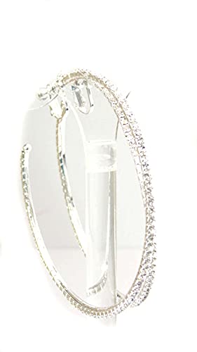 Divas Diggables Clip-on Earrings Silver Tone Crystal Rhinestone Large Hoop Earrings 3 inch Hoop Earrings - Image 4