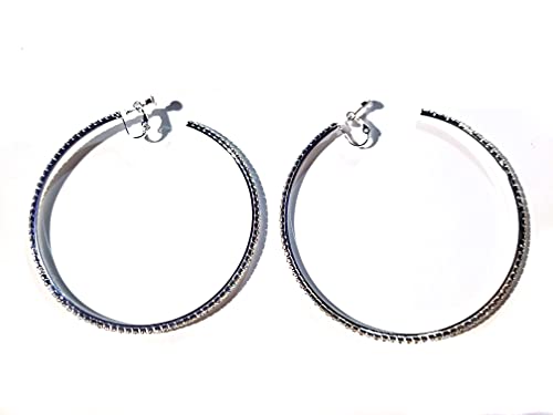 Divas Diggables Clip-on Earrings Silver Tone Crystal Rhinestone Large Hoop Earrings 3 inch Hoop Earrings - Image 2