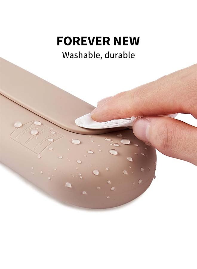 Silicone Makeup Brush Holder Travel Cosmetic Bag：Soft Portable Cosmetic Face Brushes Holder with Upgrade Anti-Fall Out Magnetic Closure, Large Travel Makeup Brush Case - Walnut - Image 5