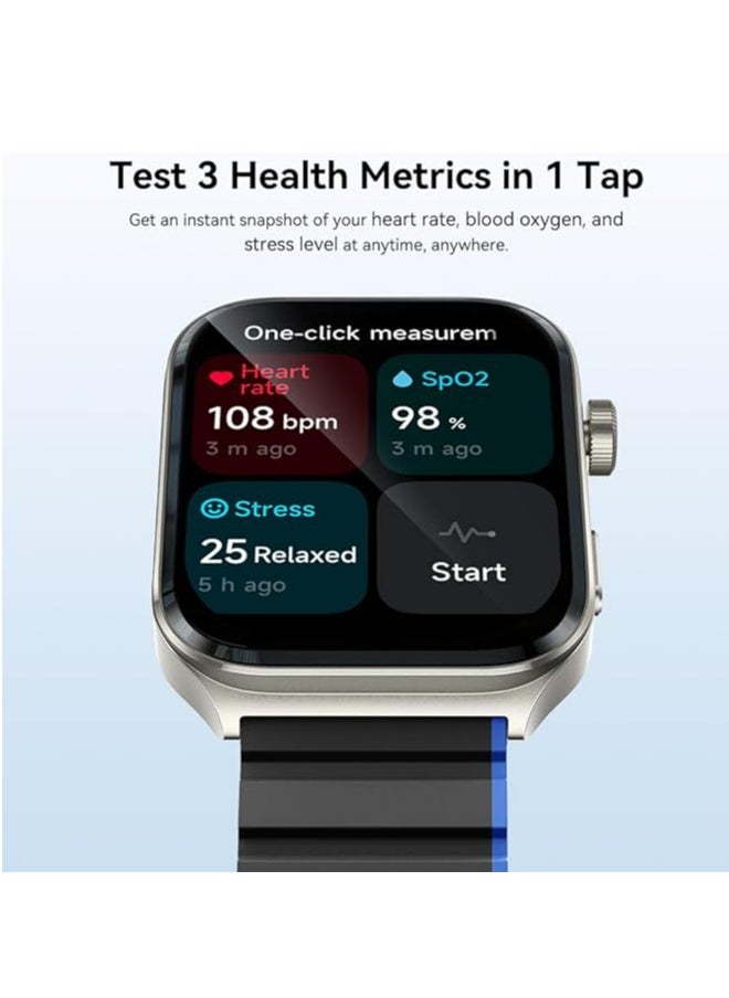 KIESLECT - Smart calling watch Ks2 ,2.01” AMOLED Touch Screen,24/7 Heart Rate Monitor,100 Sports Modes, Water Resistant android iOS, Space Gray - Image 1