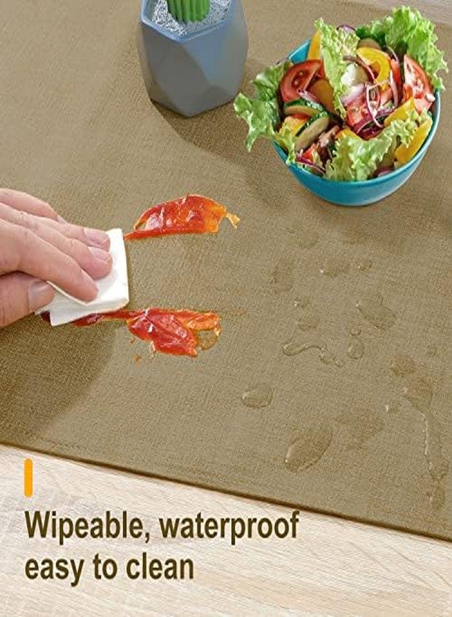 Rinpon PU Farmhouse Table Runner, Waterproof and Thickened Rustic Table Runner, Durable and Pastel Table Runner for Living Room, Dining Room, Kitchen, Bedroom, Dresser (Camel Brown) - Image 5