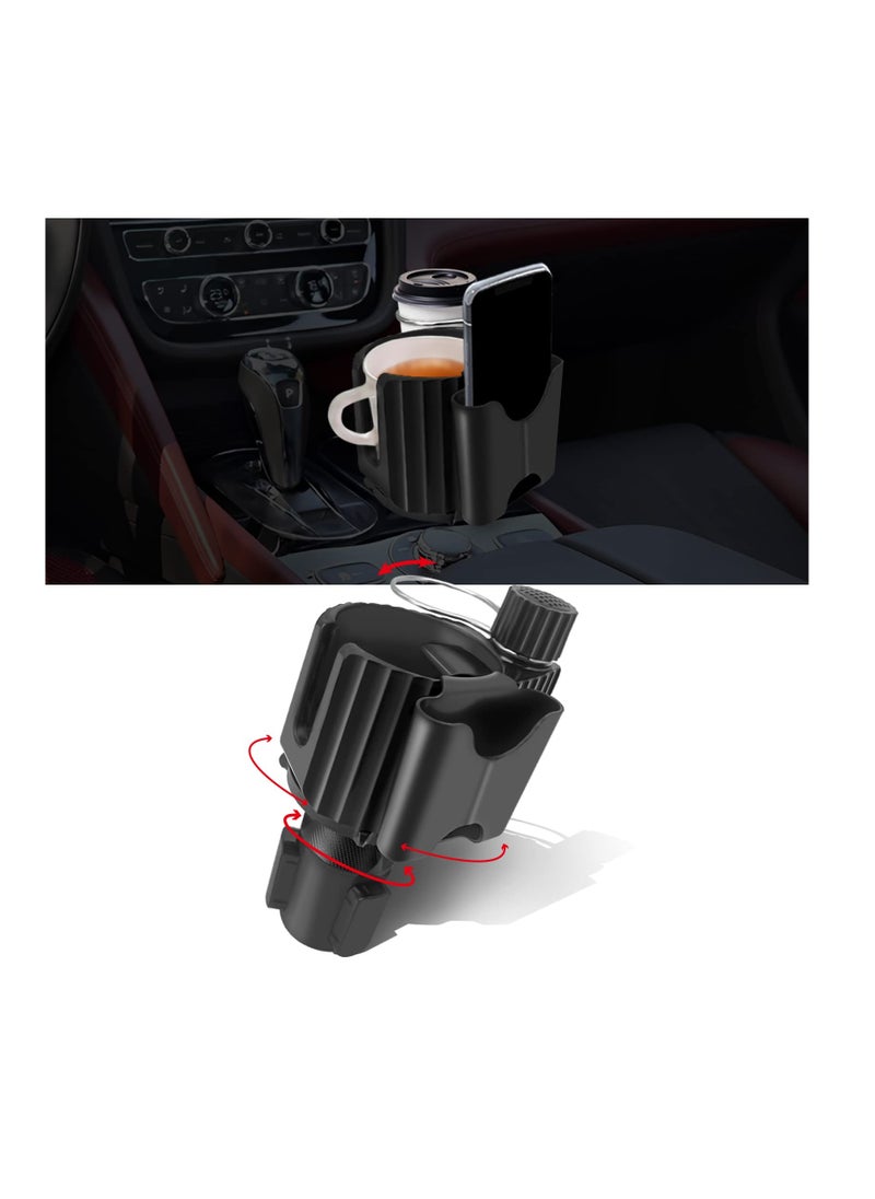 Captaintech Universal Car Cup Holder Expander with Adjustable Base for Two Drinks and Accessories, Perfect for Mugs, Bottles, Phones, and Keys in Trucks  - Image 1