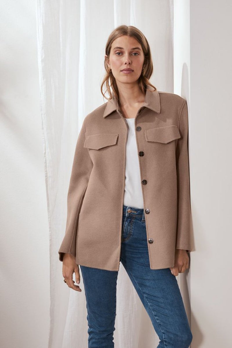 Tchibo Women Wool Jacket With Cashmere Coat, Light Brown - Image 1