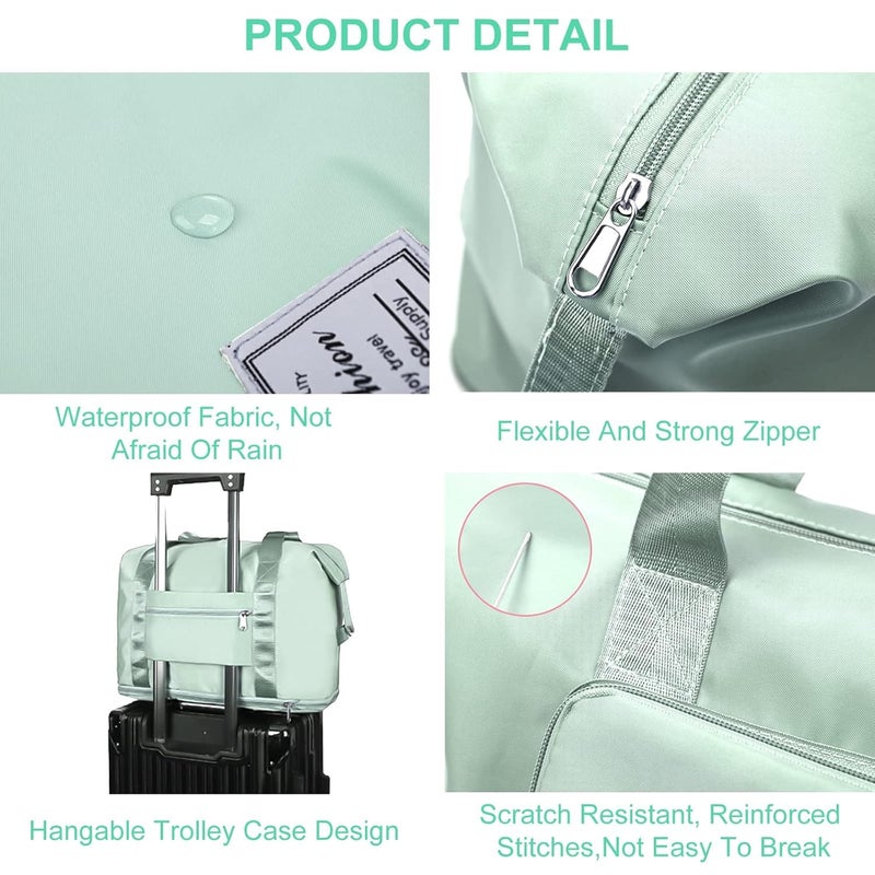 MODISH Large Capacity Folding Fuchsia Travel Tote Bag, Oxford Fabric Waterproof Lightweight Foldable Travel Duffel Bag, Portable Expandable Carry On Bag for Airplanes - Image 4