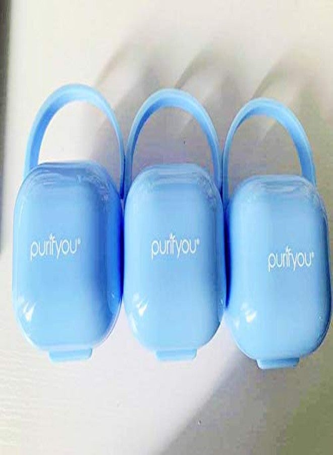 purifyou PurePouch BPA-Free Pacifier and Nipple Shield Cases - Set of 3 Baby Blue | Case for Diaper Bag & Stroller | Pacifier Box for Travel | Keeps Baby’s Binkies Clean and Accessible - Image 4