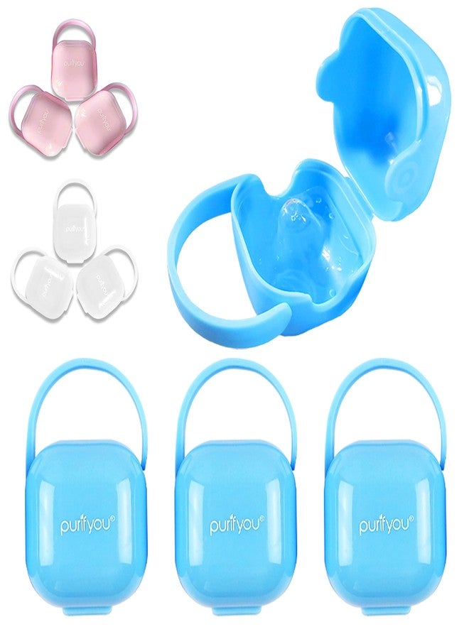 purifyou PurePouch BPA-Free Pacifier and Nipple Shield Cases - Set of 3 Baby Blue | Case for Diaper Bag & Stroller | Pacifier Box for Travel | Keeps Baby’s Binkies Clean and Accessible - Image 1