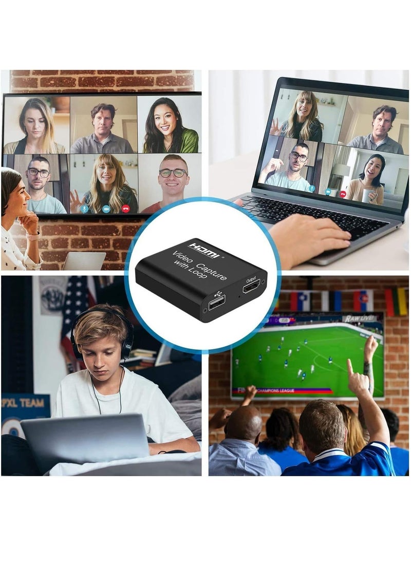 Generic - 4K HDMI Video Capture Card with External Loop, Full HD 1080P Game Video Recorder for Live Streaming, Broadcasting, Video Conference (1pc) - Image 1