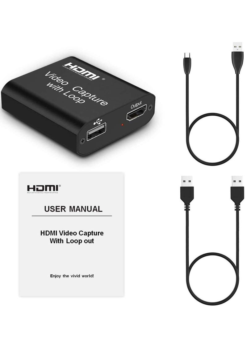 Generic - 4K HDMI Video Capture Card with External Loop, Full HD 1080P Game Video Recorder for Live Streaming, Broadcasting, Video Conference (1pc) - Image 1