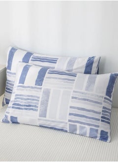 LUNA Home King Size 6 Pieces Bedding Set without filler, Reversible Blue Geometric Design  - Image 3