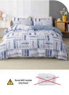 LUNA Home King Size 6 Pieces Bedding Set without filler, Reversible Blue Geometric Design  - Image 5