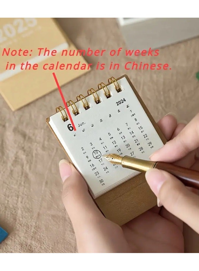 clooudiss 2025 Mini Chinese Desk Calendar – Ultra Compact and Stylish - color brown  grey - Image 2
