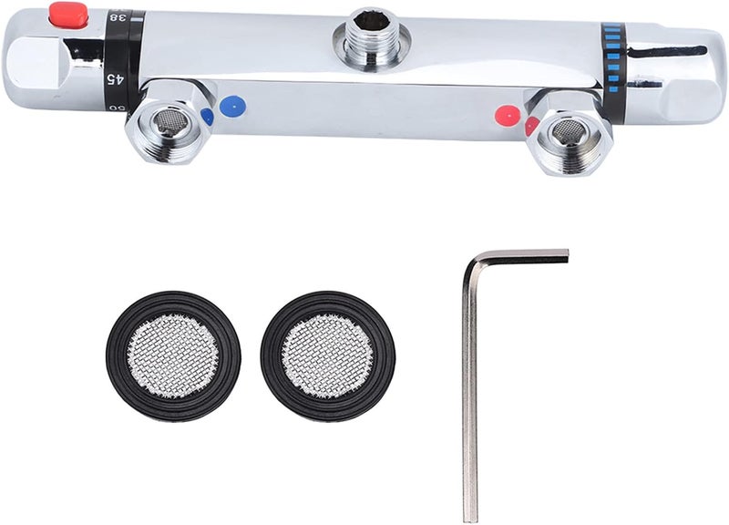 Wall mount Bathroom Thermostatic Shower Valve Trim,Thermostatic Mixer Valve, Exposed Shower Faucet with Constant Temperature water mixer for Bathroom, RV, Clawfoot Tub, Thermostatic Mixer Valve, - Image 1