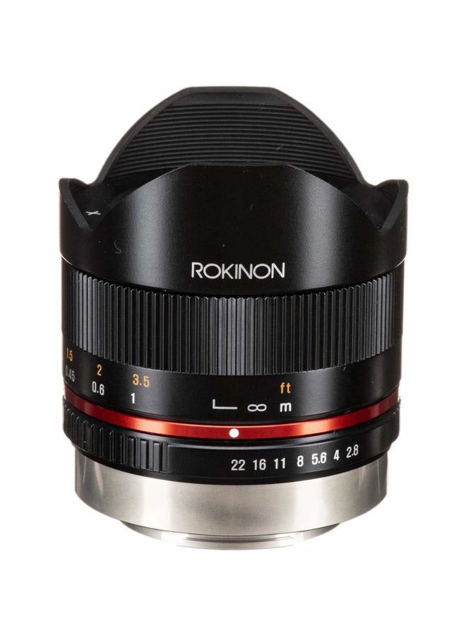 Rokinon 8mm F2.8 UMC Fisheye II (Black) Lens for Fuji X Mount Digital Cameras (RK8MBK28-FX)  - Image 1