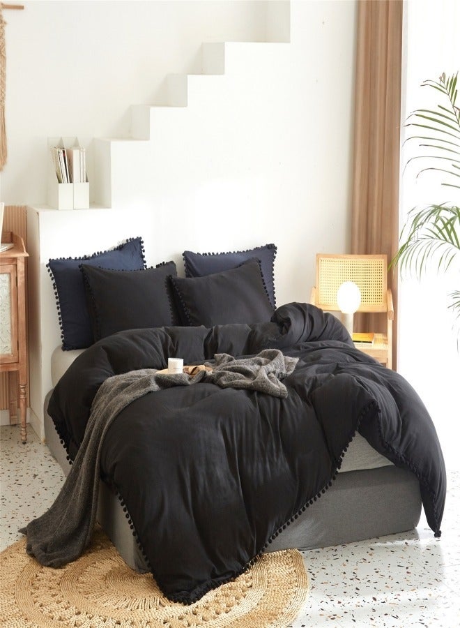 3-Piece Queen Size Luxury Comfort Set With Black Ball Duvet Cover - Image 2