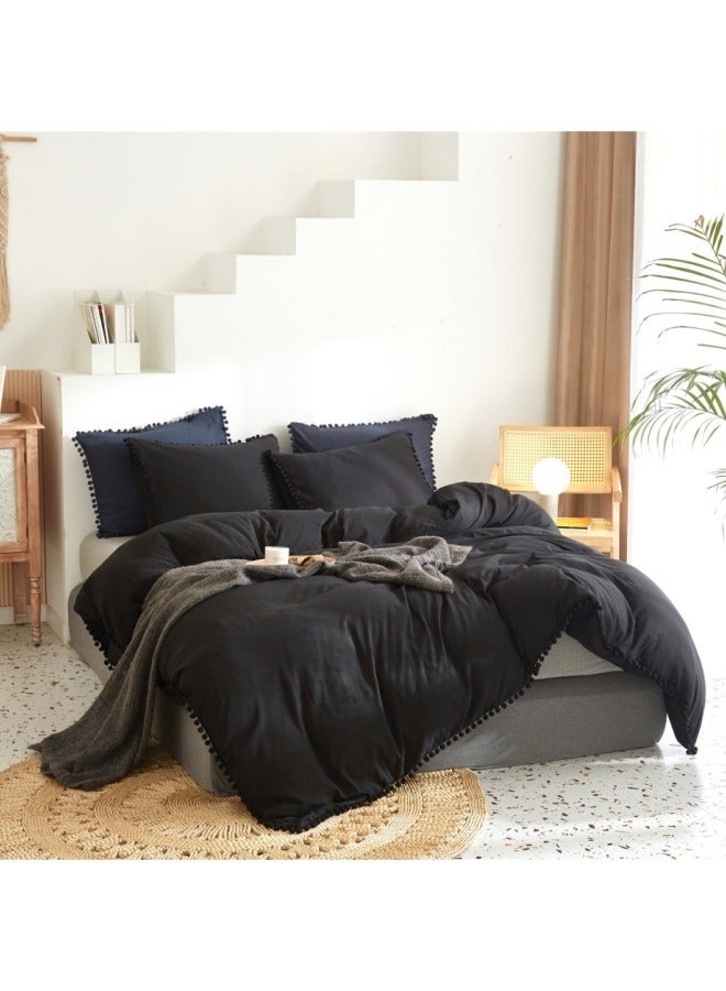 3-Piece Queen Size Luxury Comfort Set With Black Ball Duvet Cover - Image 1