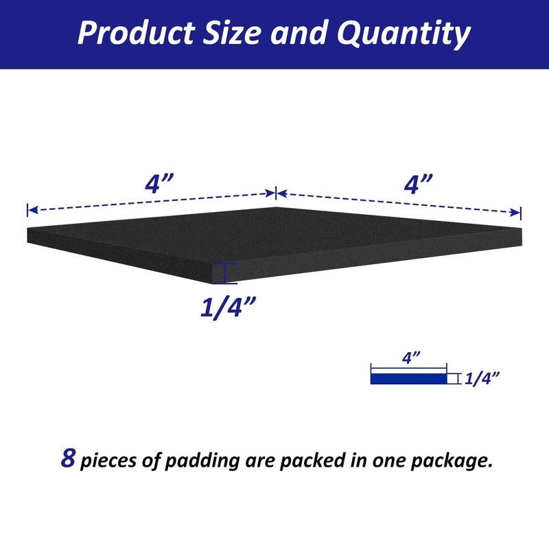 Allwin Foam Padding Sheets with Adhesive Backing - Self Stick Neoprene Insulation Foam,8PCS 1/4 Inch Thick X 4 Inch Long X 4 Inch Wide - Closed Cell Foam Sheet Square Pad - Image 2