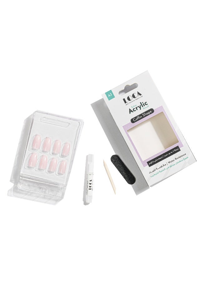 loca Acrylic Nails A3-Coffin shape ombre color - Image 3