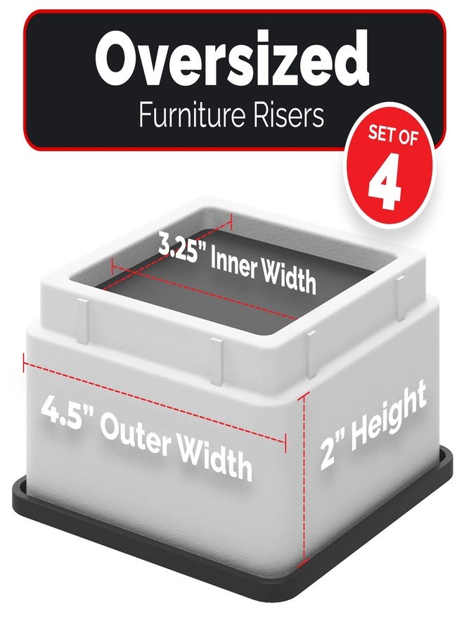 iPrimio Bed Risers - Square, 2 Inch Lift, Heavy Duty, 4 Pack, Up to 10000lbs - Bed Raising Blocks, Furniture Risers - Safe, Sturdy Bed Lifts for College Dorm Rooms, Couches, Tables, Desk Riser - Image 2