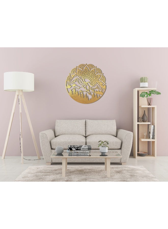 Home Gallery Mountain View Wood Wall Art 80X80 Gold - Image 1