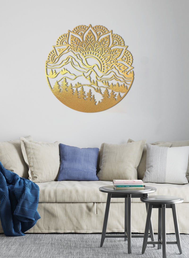 Home Gallery Mountain View Wood Wall Art 80X80 Gold - Image 2