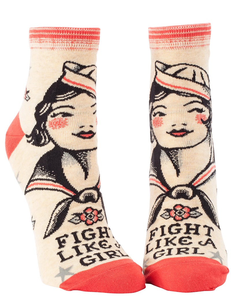 Blue Q Fun Ankle Socks, Fight Like a Girl - Image 5