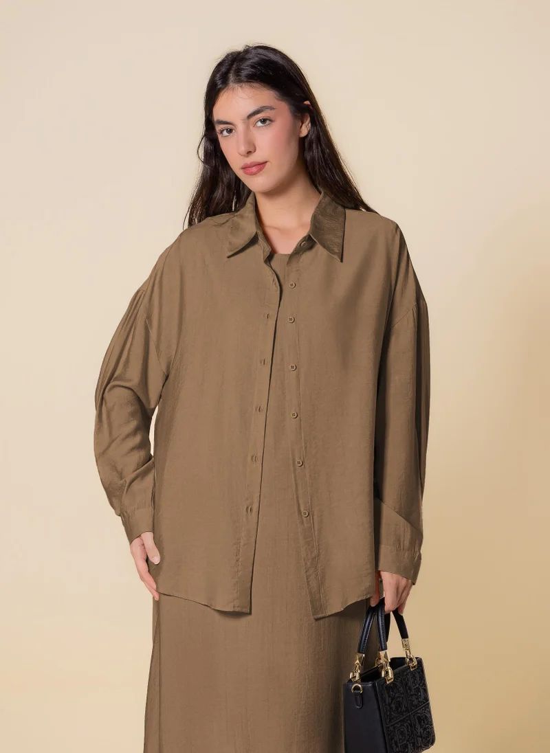 SHAPES MAXI SHIRT DRESS