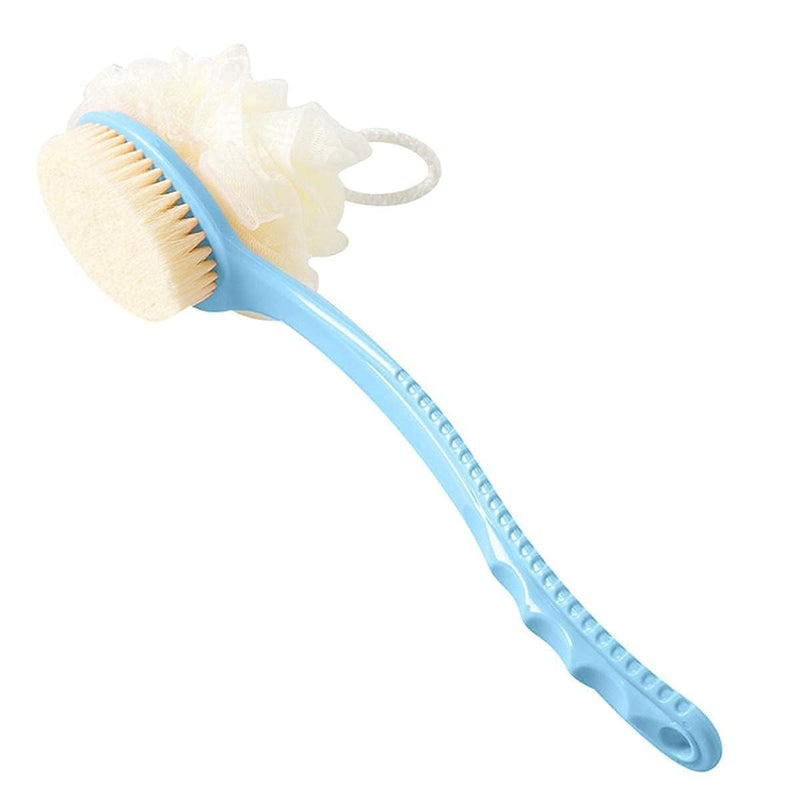 إسكدنيا 2 in 1 Body Brush Back Body Loofah Brush Curved Long Handled with Bristles Back Scrubber for Improve Skin Exfoliating Bath Massage Wet or Dry Brushing Back Scrubber for Shower Multicolor - Image 1