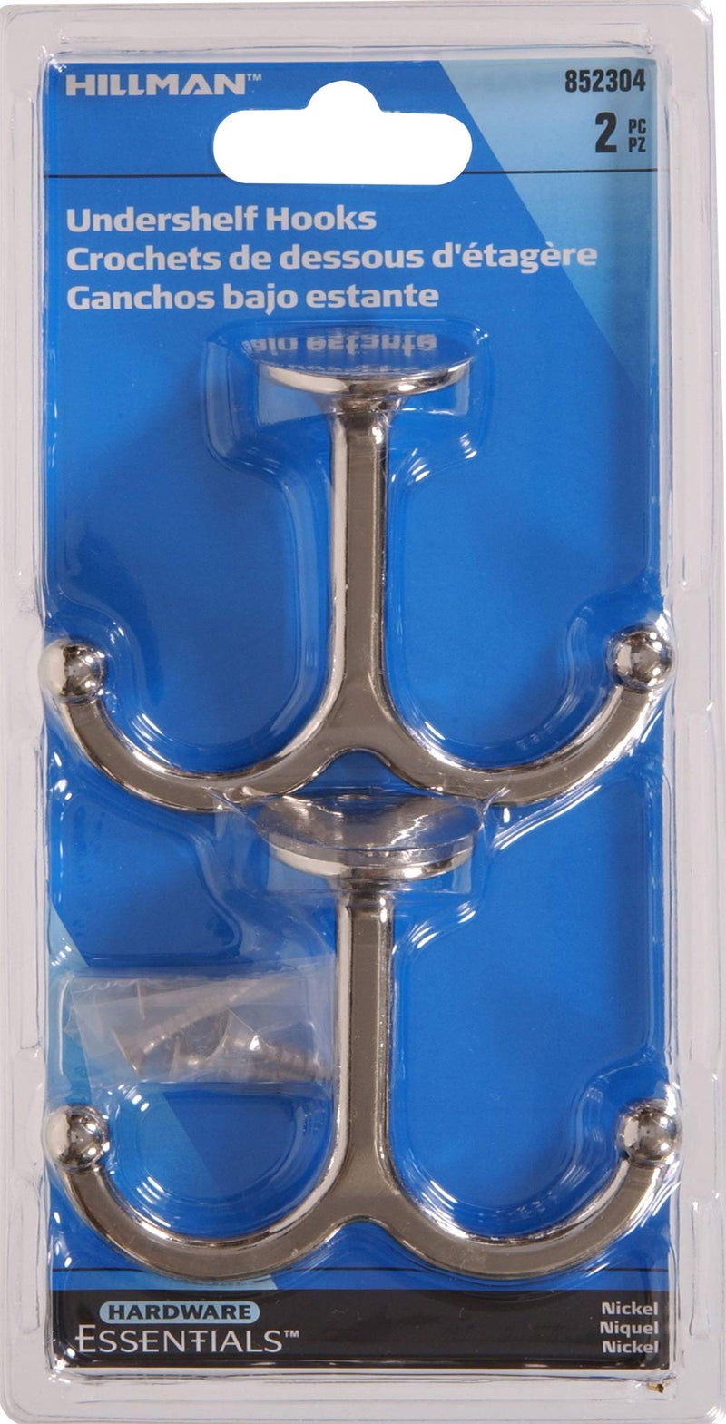 HARDWARE ESSENTIALS خطافات معطف تحت الرف 852304 من هاردوير إيسينشالز - عبوة من 2 - Image 2