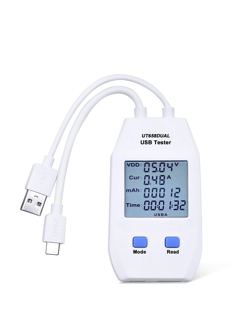SYOSI - Tester Detector Digital Voltmeter, UT658 Type-C Voltage Ammeter Capacity Tester, Mobile Power Charging QC Fast Charging Detection, for Inspect USB Chargers, Portable P ower Sources - Image 1
