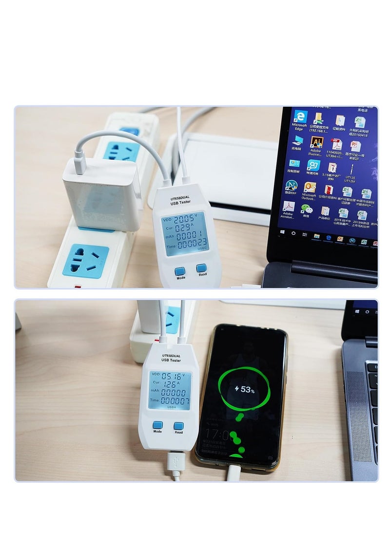 SYOSI - Tester Detector Digital Voltmeter, UT658 Type-C Voltage Ammeter Capacity Tester, Mobile Power Charging QC Fast Charging Detection, for Inspect USB Chargers, Portable P ower Sources - Image 1