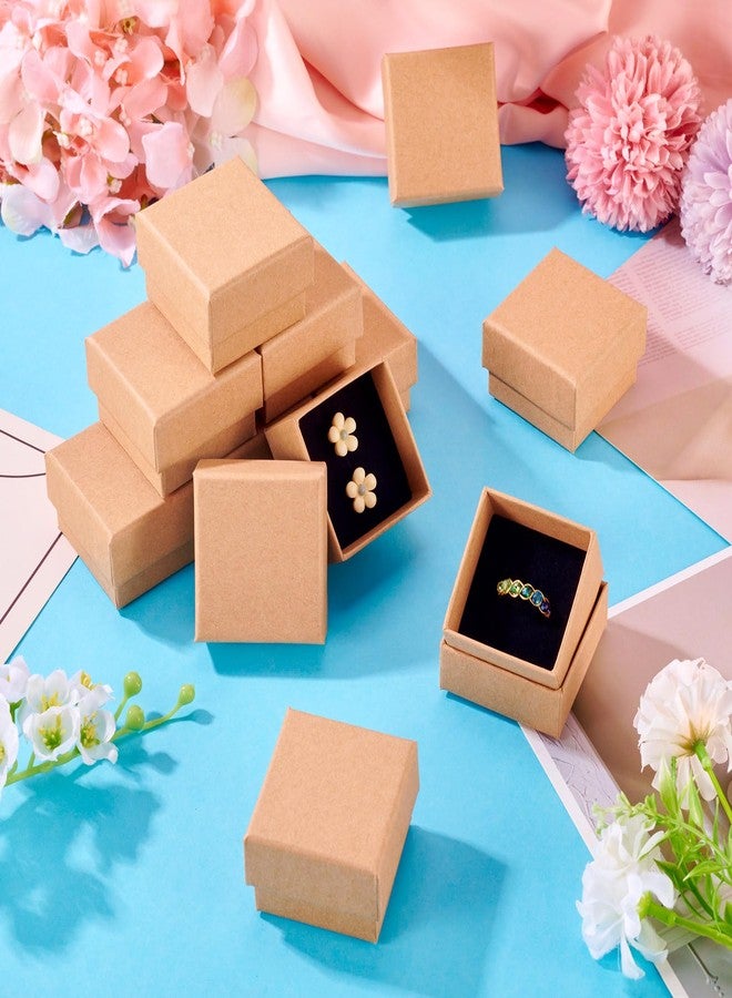 Craftdady 12pcs 2"x2" Square Jewelry Boxes for Ring Tan Jewelry Gift Boxes for Earring Necklace Bracelets Cube Small Gift Box for Women Men Cardboard Cotton Box for Storage Package Display - Image 2