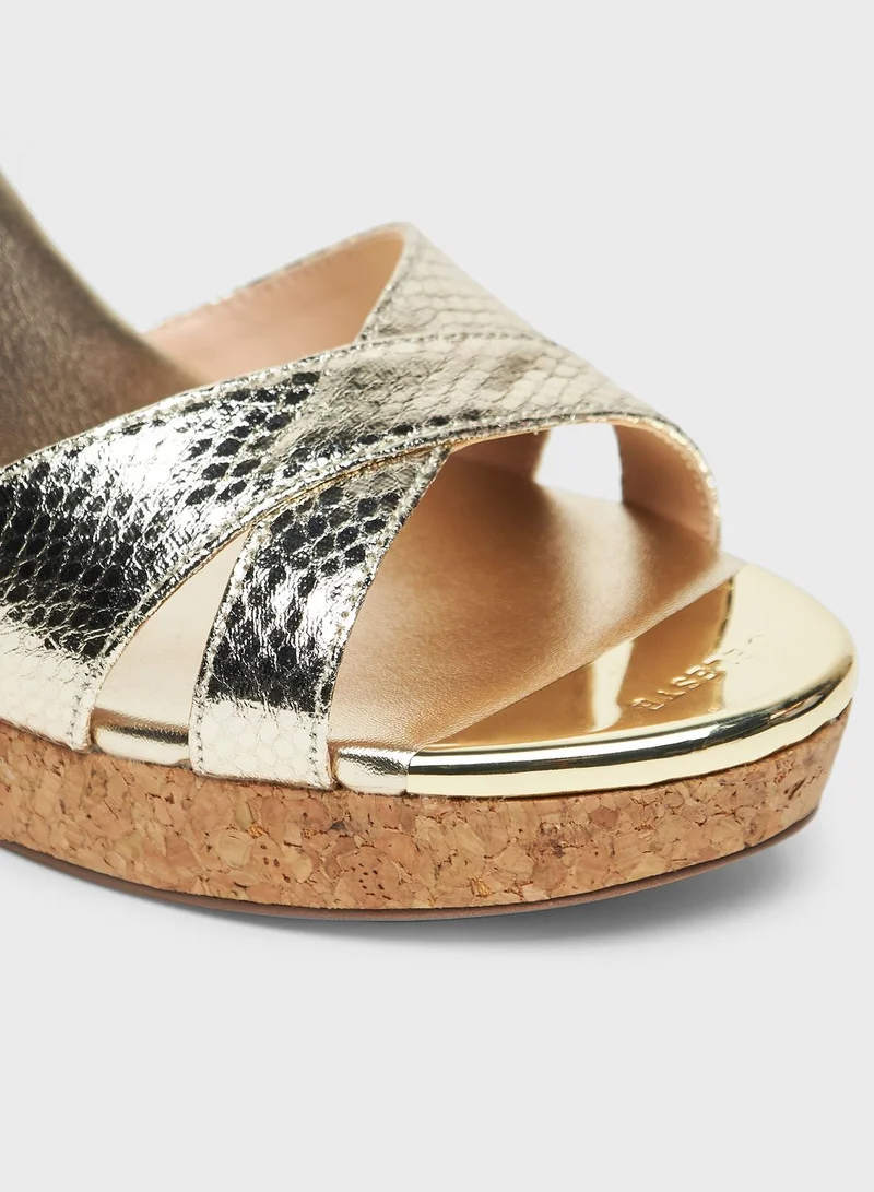 Celeste Cross Strap High Heel Wedge Sandals