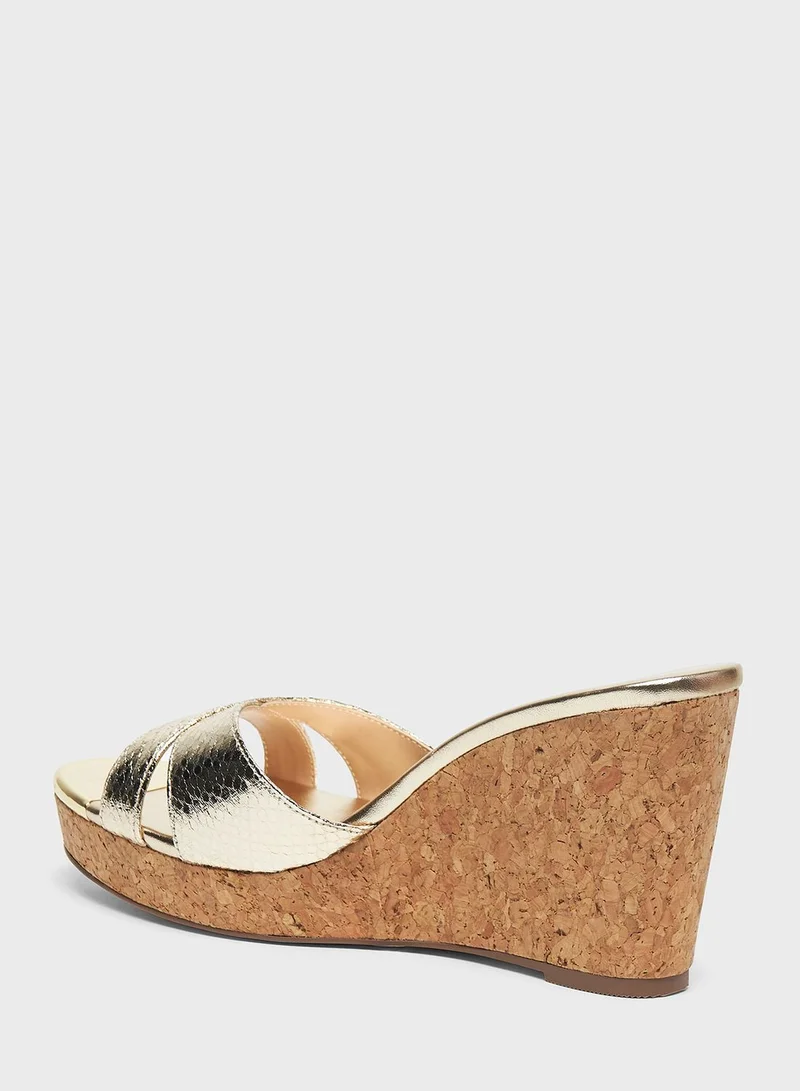 Celeste Cross Strap High Heel Wedge Sandals