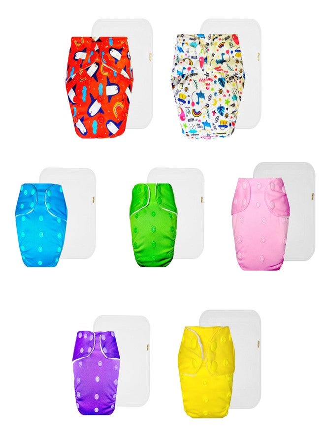 Dumbledo Premium Cloth Diaper with Cotton Insert (Pack of 7) | Snug Fit | Breathable | Quick Dry | Everyday Diapering Essential | 3 Months - 3 Years | Unisex Baby - Image 1