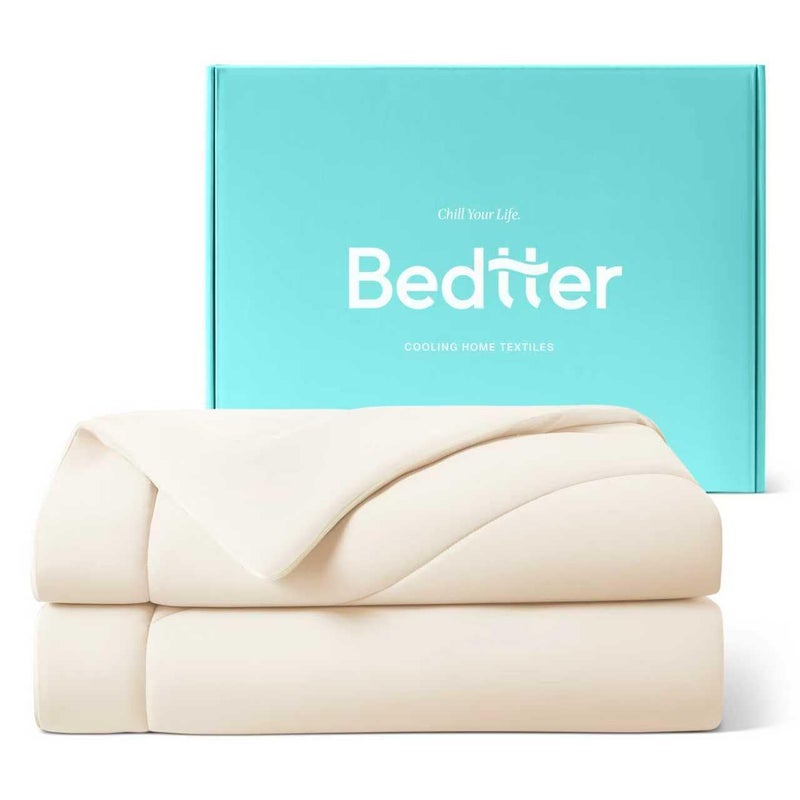 BedtterÂ® Luxe Cooling Comforter King, Cooling Blanket for Hot Sleepers, Q-Max>0.46 Sorona and Tencel Filling, Double-Sided Cold Breathable Lightweight Blanket, 106"x90", Ivory - Image 1