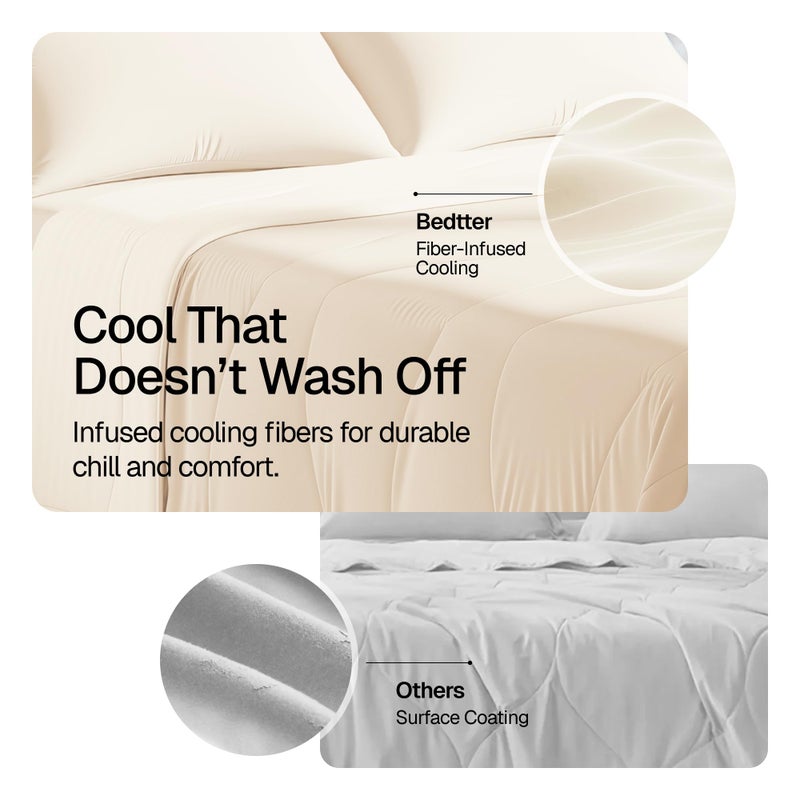 BedtterÂ® Luxe Cooling Comforter King, Cooling Blanket for Hot Sleepers, Q-Max>0.46 Sorona and Tencel Filling, Double-Sided Cold Breathable Lightweight Blanket, 106"x90", Ivory - Image 2