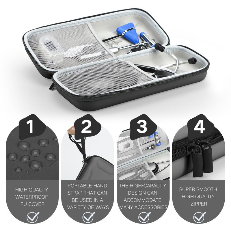 MOSLA Stethoscope Case for 3M Littmann Classic III,Lightweight II S.E. Cardiology IV,Nurse Gift Hard Organizer Portable Carry Travel Cover Storage Bag with Vital Medical Supplies - Image 3
