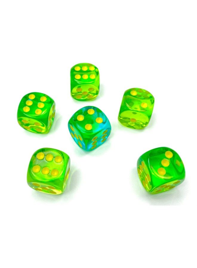 Chessex Gemini Dice Block ; Set Of 12 Size D6 Dice ; Designed For Board Games Roleplaying Games & Miniature Games ; Premium Quality 16 Mm ; Translucent Greenteal Yellow Color ; Made By Chessex - Image 3