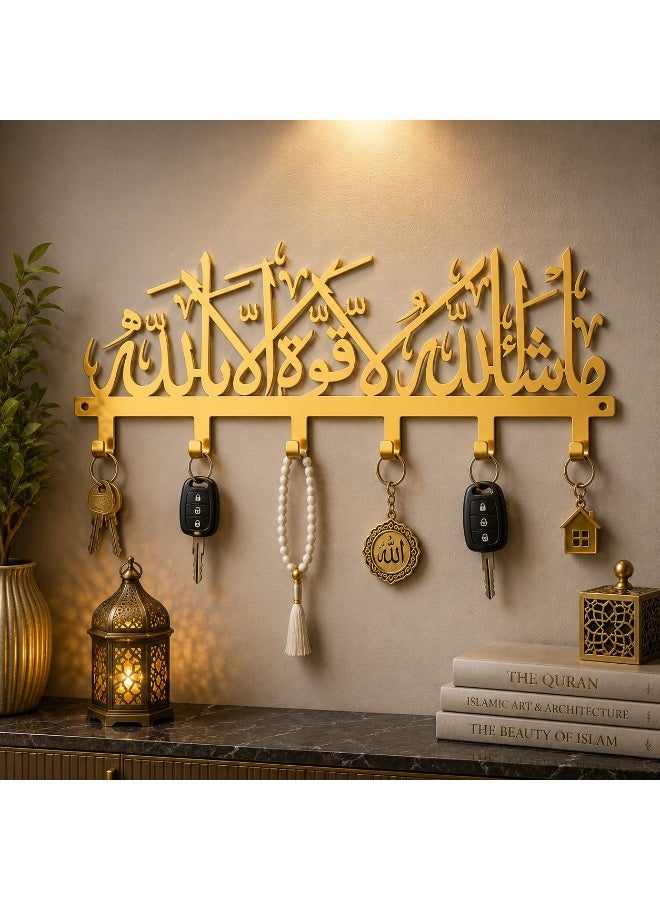 سلاسة خطاف حائط أكريليك من SLASA، ما شاء الله، ديكور خط إسلامي، 50 × 18 سم، ذهبي اللون - Image 4