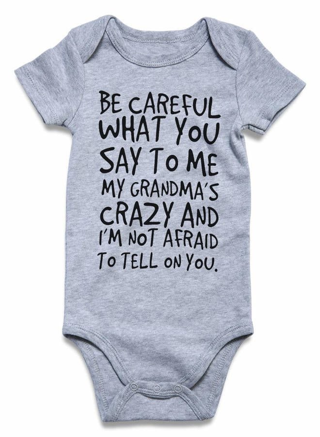 UNICOMIDEA Toddler Play Suits,Infant Baby Bodysuit Funny Letter of Be Careful What You Say,Softy Baby Romper Toddle Clothes - Image 1