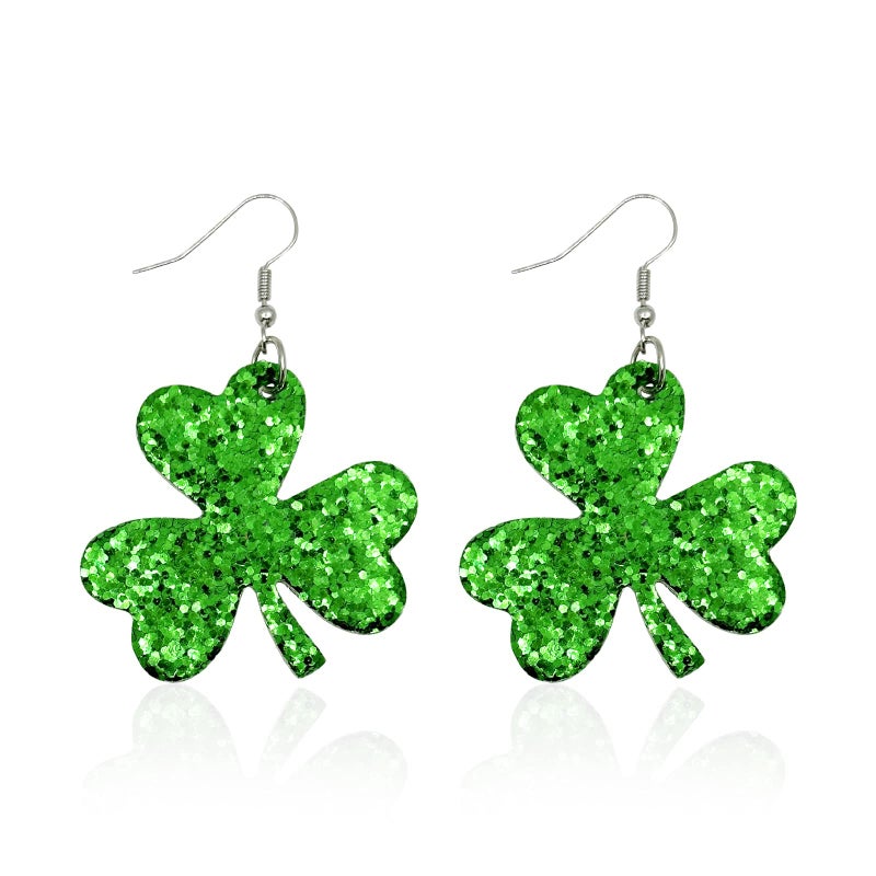 DOLLESS St Patricks Day Earrings Irish Green Hat Clover Dangle Earrings shamrock Holiday Earring for Women (Style-C) - Image 1