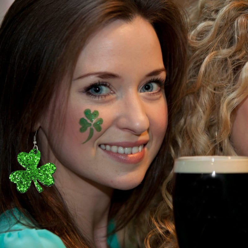 DOLLESS St Patricks Day Earrings Irish Green Hat Clover Dangle Earrings shamrock Holiday Earring for Women (Style-C) - Image 4