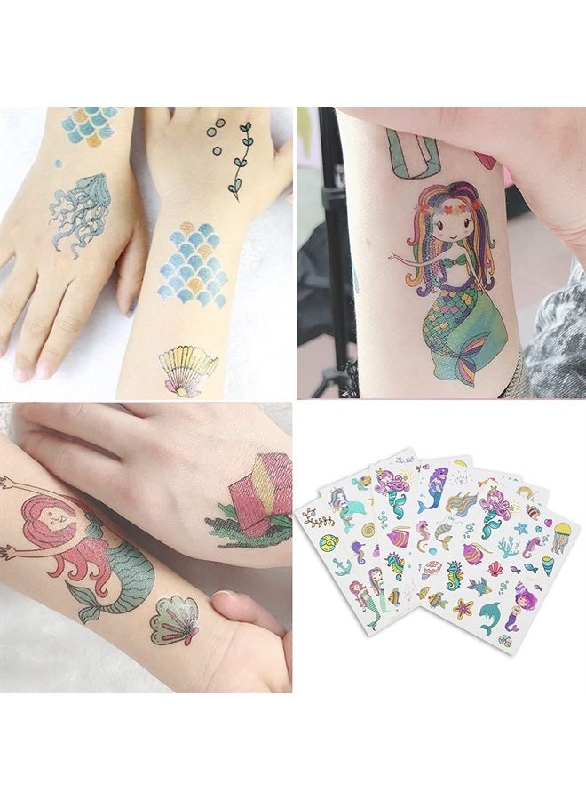Mermaid Temporary Tattoos for Girls - 100 Tattoos Mermaid Birthday Party Decorations Supplies Favors for Kids Girls