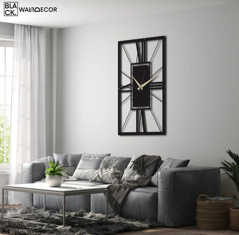 AVVIC MART Wall Clock Stylish Metal Analog Wall Clock for Living Room, Bedroom, Office, Kitchen, Home and Hall | Antique Fancy Big Size Modern Wall Watch (Black DA-9, 50 CM) - Image 2