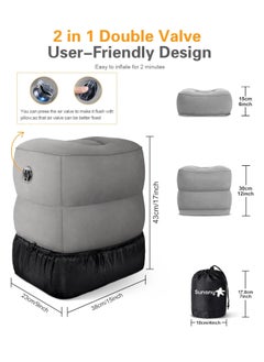 Bukela Inflatable Foot Rest Pillow for Travel, Kids/Adults Airplane Travel Pillow-Adjustable Height Cushions,for Kids to Sleep While Traveling,Suitable for Office, Home and Any Travel (1 Pack)  - Image 2