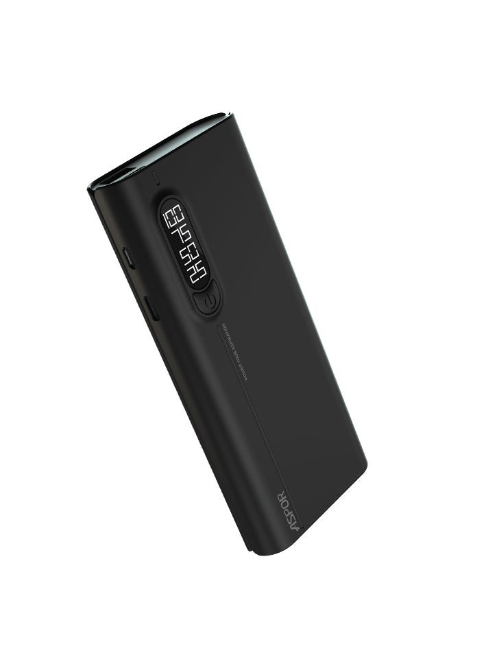 Aspor - Aspor A357 10000 Mah Power Bank With Led Digital Display 2 Port USB - Black - Image 1