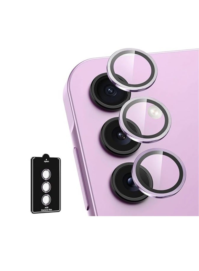 General Compatible with Galaxy A55 5G Camera Lens Protector, 9H Tempered Glass Camera Cover Protector Metal Individual Ring for Galaxy A55 