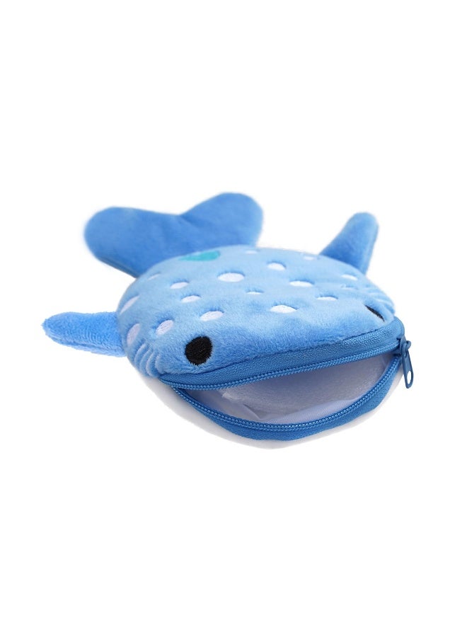 Adorable Shark Plush Coin Purse for Women, Versatile Small Wallet and Cosmetic Bag in Blue - Image 1