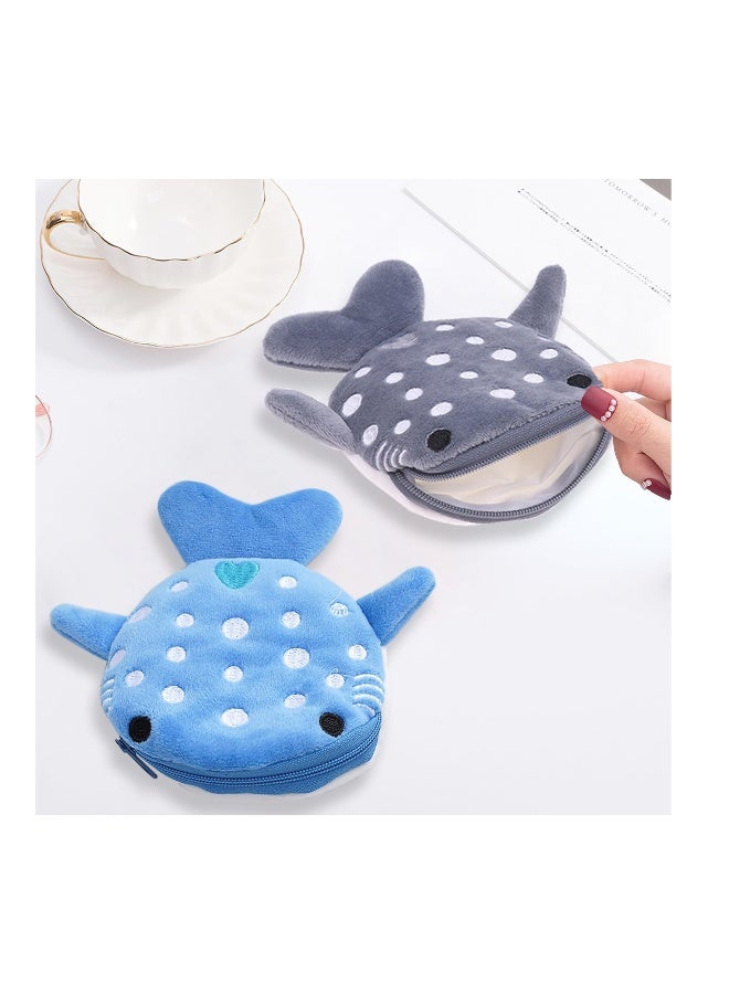 Adorable Shark Plush Coin Purse for Women, Versatile Small Wallet and Cosmetic Bag in Blue - Image 5